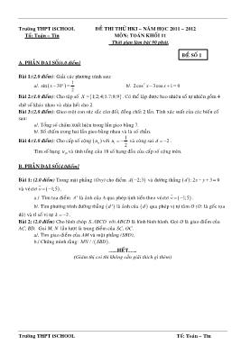 7 thi thử học kỳ I môn Toán Lớp 11 - Năm học 2011-2012